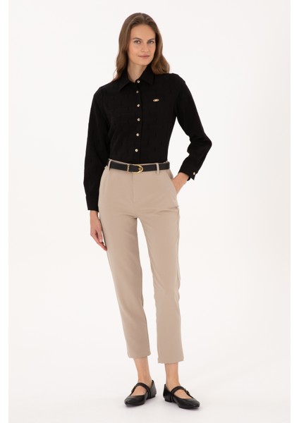 Kadın Siyah Gömlek Desenli 50308707-VR046 fırsatları