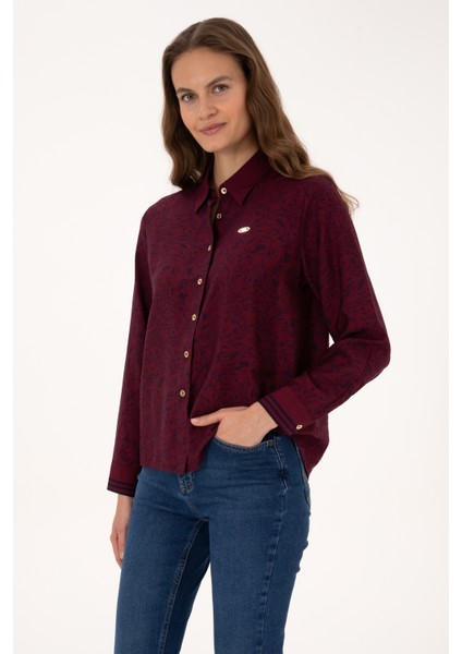 Kadın Plum Gömlek Desenli 50308716-VR177