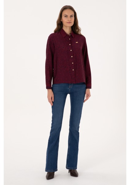 Kadın Plum Gömlek Desenli 50308716-VR177 fırsatları