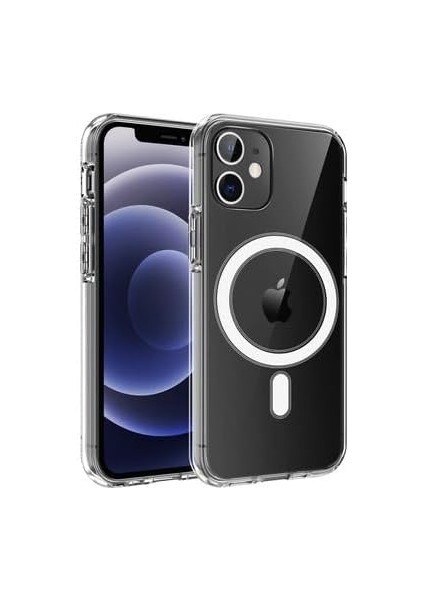 Premium 11 (Mag-Safe) ile Uyumlu Manyetik Kablosuz Şarj Kılıf – Şeffaf, Darbe Korumalı, Anti-Sararma