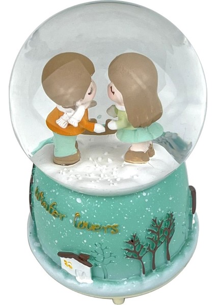 Winter Lovers - Kış Aşıkları Işıklı ve Müzikli Kar Küresi Yeşil modelleri