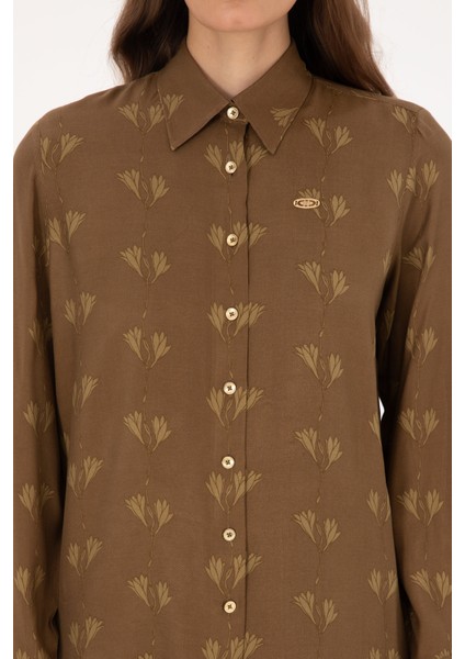 Kadın Haki Gömlek Desenli 50308637-VR027