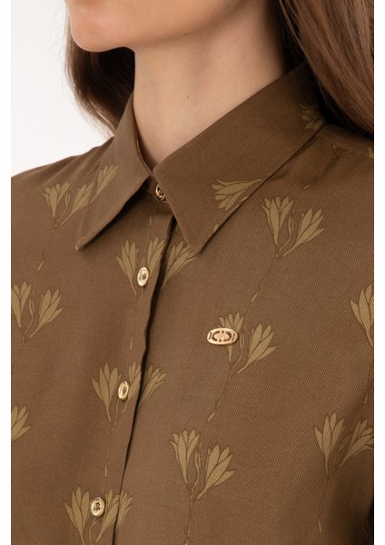 Kadın Haki Gömlek Desenli 50308637-VR027