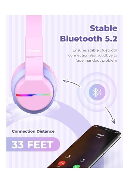 LED Işıklı Güvenli Ses Sınırlı 85 Saat Oynatma Süreli Bluetooth Çocuk Kulaklığı Renkli fiyatları