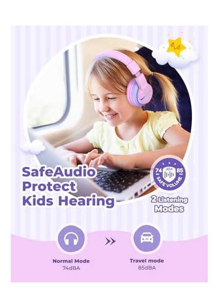 LED Işıklı Güvenli Ses Sınırlı 85 Saat Oynatma Süreli Bluetooth Çocuk Kulaklığı Renkli modelleri