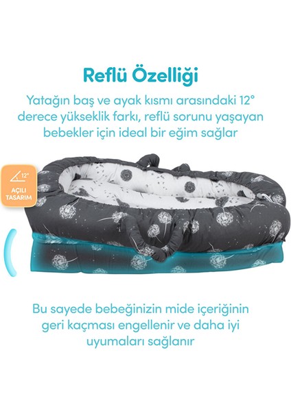 Anne Yanı Bebek Reflü Yatağı Gri fiyatları