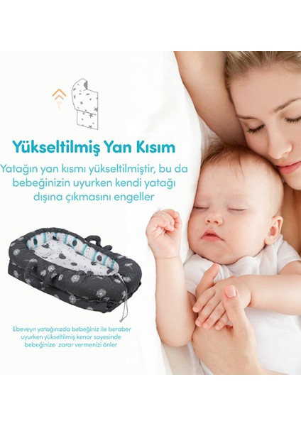 Anne Yanı Bebek Reflü Yatağı Gri modelleri