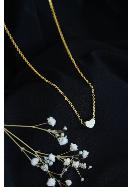 Kalpli Kolye Taşsız Gold Renk