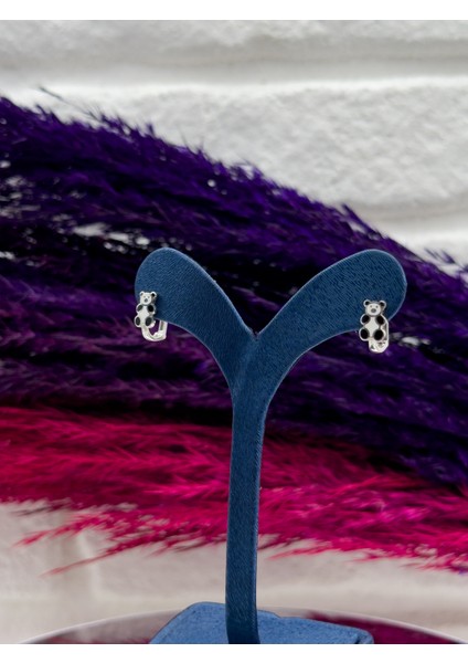 925 Ayar Gümüş Panda Figürlü Zarif Kız Çocuk Küpesi fiyatları