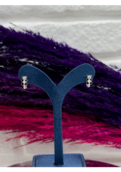 925 Ayar Gümüş Panda Figürlü Zarif Kız Çocuk Küpesi modelleri