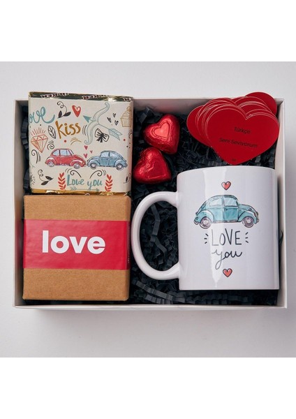 100 Dilde Seni Seviyorum Mesaj Kartlı Hediye Kutusu