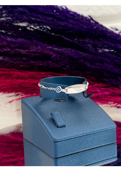 925 Ayar Gümüş Nazar Boncuklu Isim Yazılabilir Kız & Erkek Bebek Künye – Kişiye Özel Gümüş Çocuk Bileklik