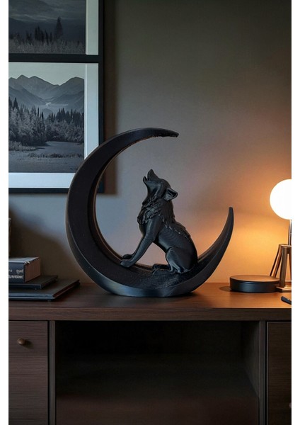 Modern Kurt Heykeli – Hilal Ay Tasarımlı Masa Üstü Dekoratif Aksesuar 12 x 12 cm Siyah modelleri