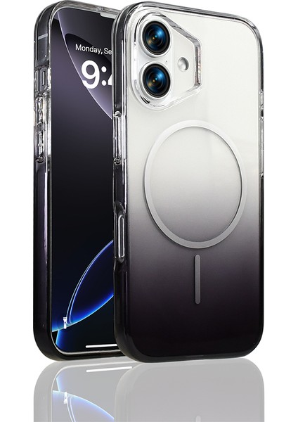 iPhone 16 Kılıf M-Safe Şarj Özellikli Zore Septik Silikon Kapak - Siyah
