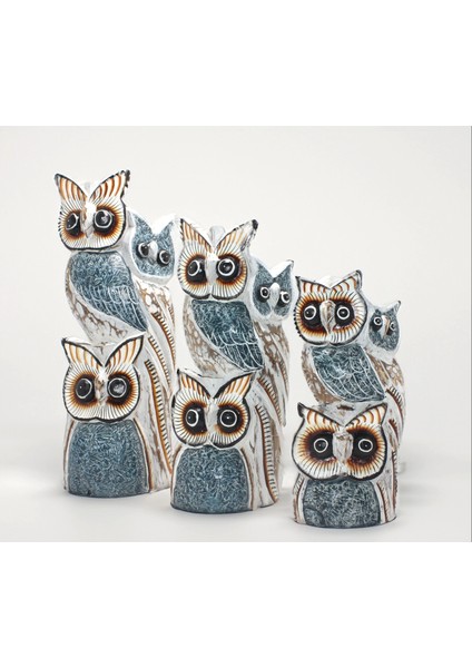 Ahşap 3'lü Baykuş Seti 3okas-18