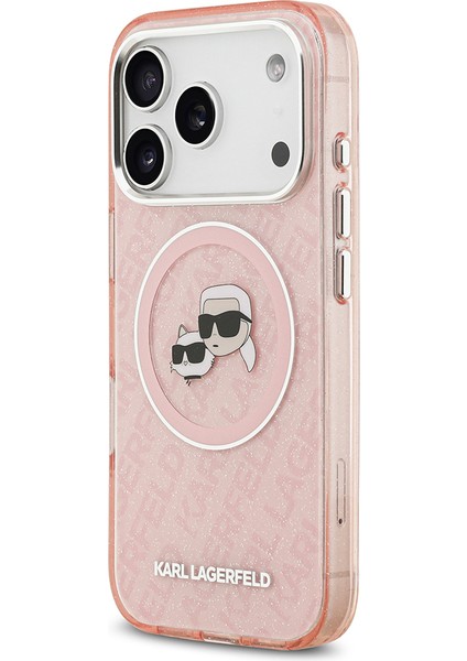 iPhone 17 Pro Kılıf Karl Lagerfeld Lisanslı Parlayan Simli Karl & Choupette Heads Kapak Pembe fiyatları