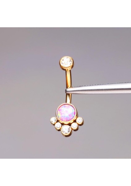 Yüksek Kalite G23 Titanium Mor Opal 0o0 Taş Altın Titanyum Göbek Piercing
