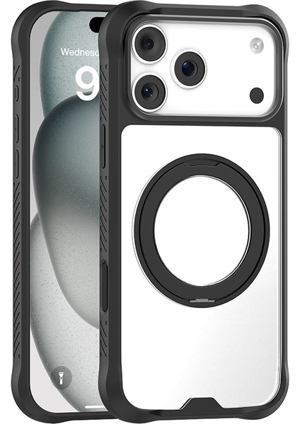 iPhone 17 Pro Max Kılıf M-Safeli Ring Standlı Airbag Tasarımlı Mutural Obsidian Serisi Kapak Siyah