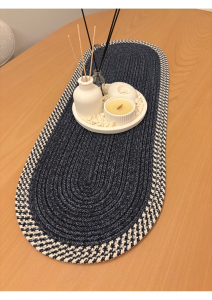 Herakles Amerikan Servis El Yapımı Pamuklu Natural Jüt Örme Desenli Runner 30X80