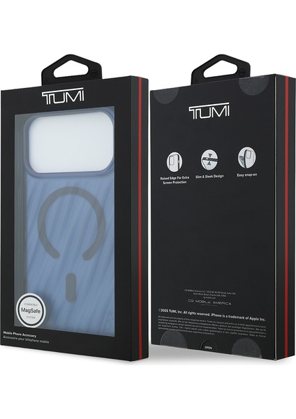 iPhone 17 Pro Max Uyumlu Kılıf Tumı Orjinal Lisanslı M-Safe Şarj Özellikli Transparan Kapak Mavi