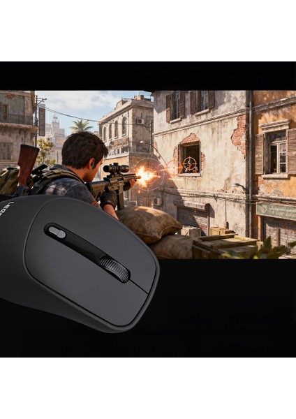 WS105 Sessiz Buton Tasarımlı Çift Bluetooth Bağlantılı 2.4g Kablosuz Mouse 1600 Dpı Siyah