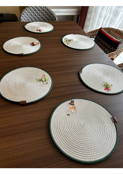 Yeni Yıl, Yılbaşı Konsept, Transfer Baskı Detaylı Ekru 6lı Jüt Supla, Amerikan Servis fiyatları