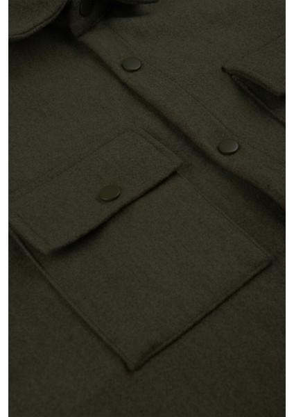 Erkek Haki Dar Kesim Cepleri Kapaklı Çıtçıtlı İnce Kaşe Ceket Mont 2500559 indirimleri