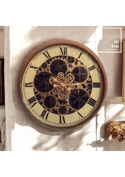 Lobotka 77-2 70 cm Çarklı Mekanizmalı Duvar Saati, Vintage Roma Rakamlı Endüstriyel Büyük Saat