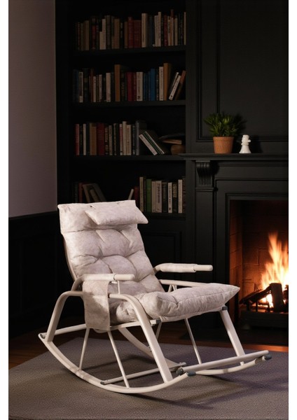 Dicle Cepli Pofuduk Minderli Sallanan Sandalye Tv Koltuğu Krem modelleri