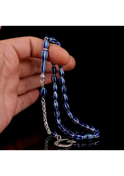 Parlament Mavi Renk Işlemeli Metal 6 Yarma Model Tesbih fiyatları