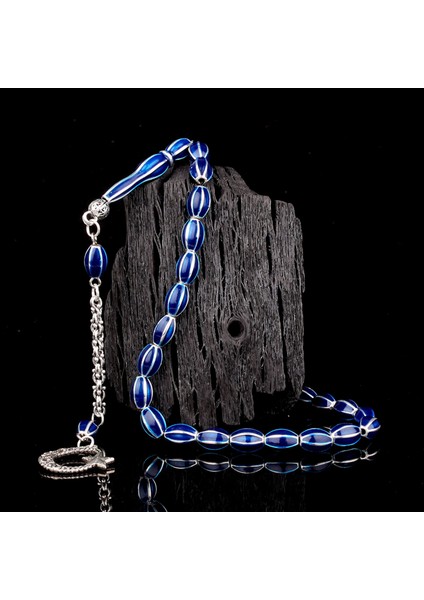 Parlament Mavi Renk Işlemeli Metal 6 Yarma Model Tesbih modelleri