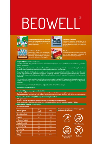 Tropical Mix – Freeze Dried Dondurularak Kurutulmuş Tropik Meyveler Karışımı