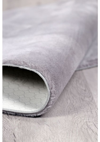 Açık Gri Yuvarlak Overlok Peluş Yumuşacık Yıkanabilir Kaymaz Taban Halı Antre Oturma Odası fiyatları