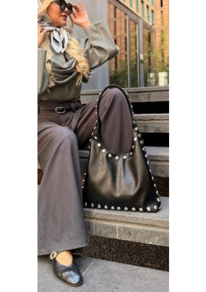 Siyah Renk Droplu El ve Omuz Çantasi modelleri