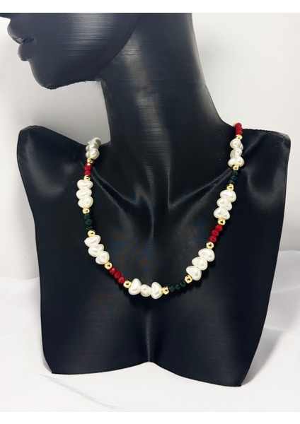 Kırmızı Yeşil Kristal Barok Inci Kolye fiyatları