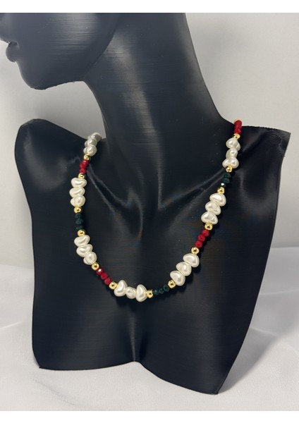 Kırmızı Yeşil Kristal Barok Inci Kolye fırsatları