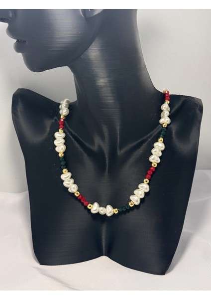 Kırmızı Yeşil Kristal Barok Inci Kolye indirimleri