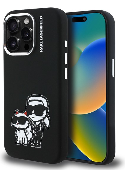 iPhone 15 Pro Max Kılıf Karl Lagerfeld Orjinal Lisanslı Karl & Choupette Sketch Logo Sililkon Kapak