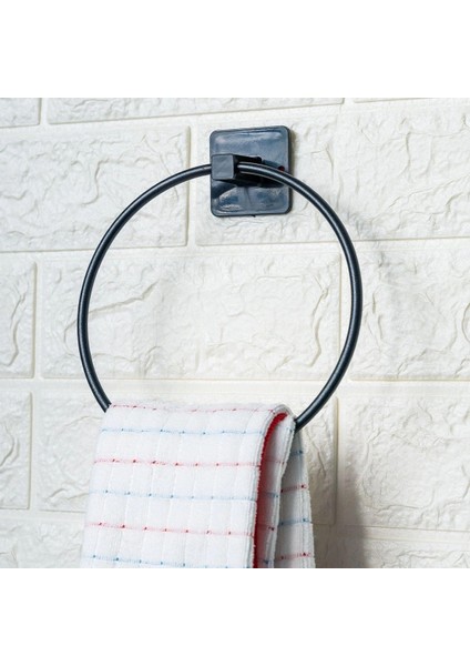 Kendiliğinden Yapışkanlı Siyah Paslanmaz Metal Yuvarlak Havluluk (4887) modelleri