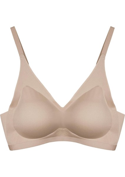Kahverengi Lazer Kesim Dikişsiz Sütyen Çıkarılabilir Pedli Hayalet Sütyen Agraflı Ayarlanabilir Askı