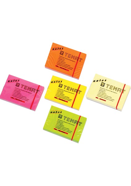 Temat Yapışkanlı Not Kağıdı (12 Adet)Fosforlu Turuncu 50X75 mm 62893