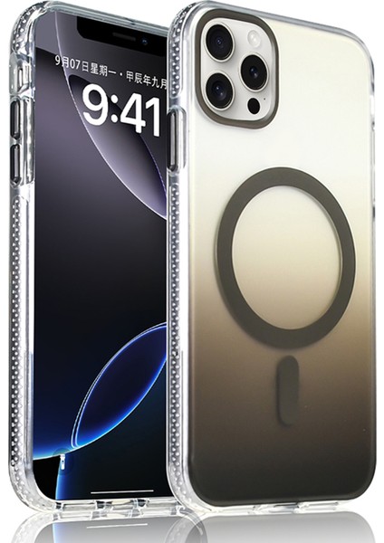 Apple iPhone 16 Pro Uyumlu M-Safe Şarj Özellikli Transparan Renk Geçişli Kılıf