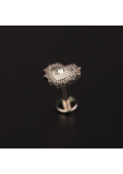 Yüksek Kalite G23 Titanium Kalp Zirkon Titanyum 6x1.2mm Labret Piercing