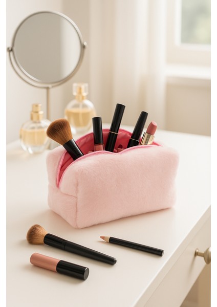 Peluş Yumuşacık Makyaj Çantası - Kozmetik Organizeri