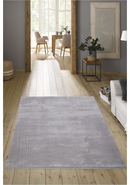 Açık Gri Cloudy Post Peluş Halı Kaymaz Taban Yumuşacık Yolluk Modern Halı