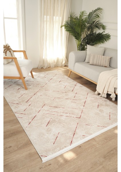 Mira Yıkanabilir Düz Saçak Kaymaz Tabanlı Kesme Rulo Halı Yolluk,oturma Odası,mutfak VIZON-7041