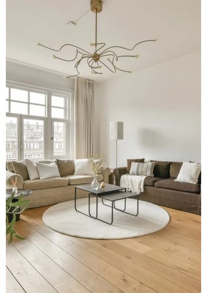 Beyaz Cloudy Yuvarlak Post Peluş Halı Kaymaz Taban Yumuşacık Yolluk