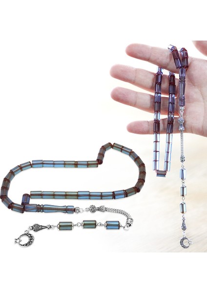 Kararmaz Metal Püsküllü Kesme Kesim Turkuaz Ateş Kehribar Tesbih fiyatları