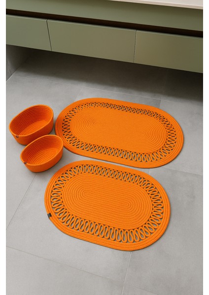 Terra 4’lü Banyo Seti – 2’li Oval Paspas & 2’li Oval Sepet, Doğal Halat Dokuma, El Yapımı - Premium fiyatları