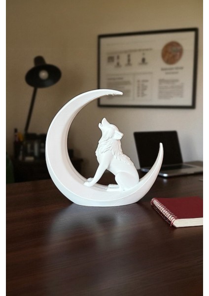 Modern Kurt Heykeli – Hilal Ay Tasarımlı Masa Üstü Dekoratif Aksesuar 12 x 12 cm Beyaz